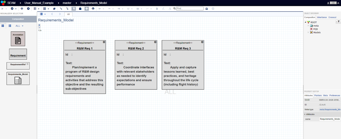 Requirements Model page.