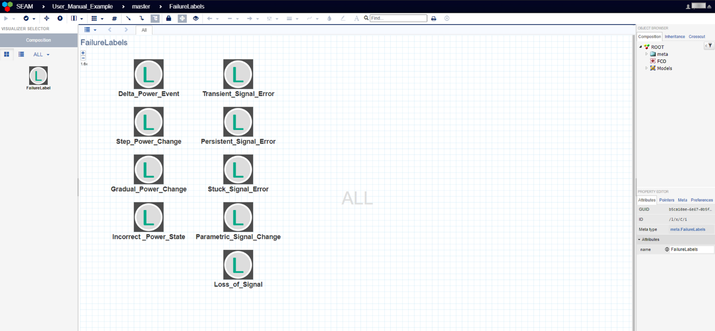 FailureLabel folder page. Failure labels to be used throughout the project are created here.